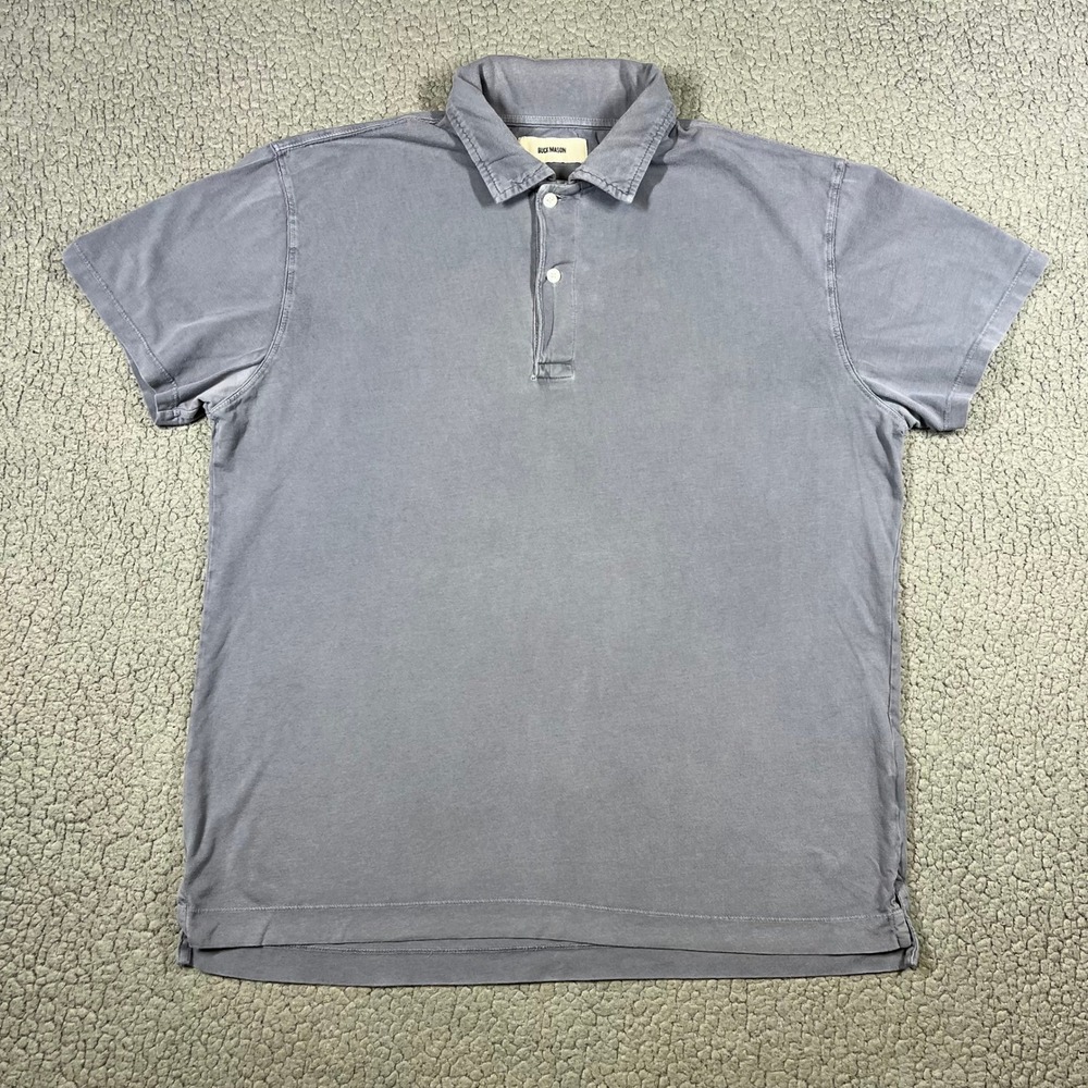 Buck Mason Polo Men L Short Sleeve Cotton Slub Grey Casual Classic